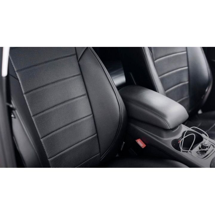 Авточехлы для салона из экокожи для Peugeot 408 '12-, черные (Seintex)