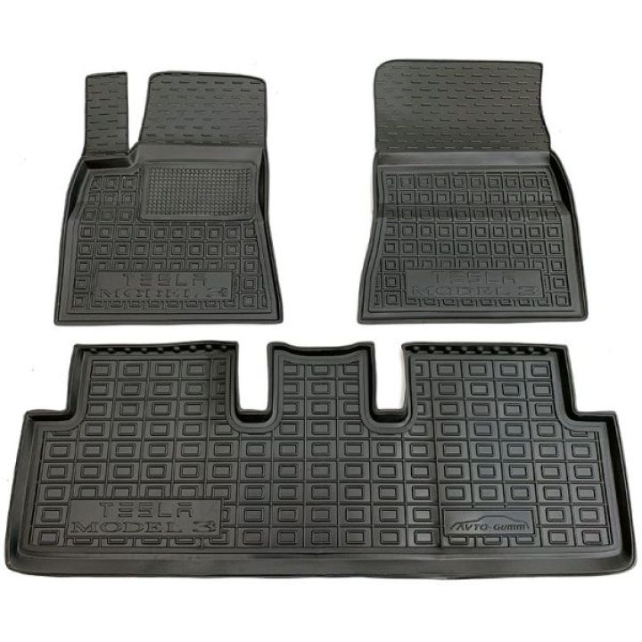 Коврики в салон для Tesla Model 3 '17-, резиновые (AVTO-Gumm)