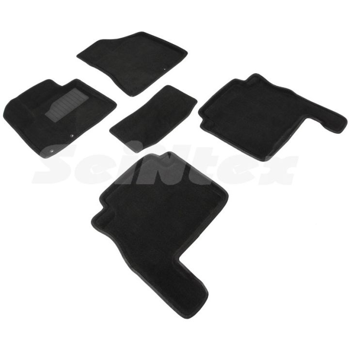 Коврики в салон 3d для Hyundai Santa Fe '10-12 CM, черные текстильные, (Seintex)