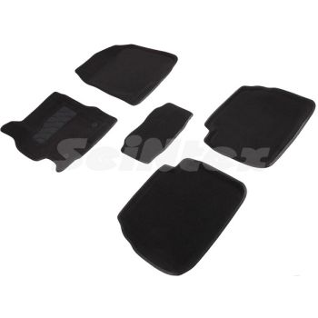 Коврики в салон 3d для Mazda 6 '08-12, черные текстильные, (Seintex)