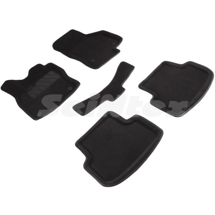 Килимки в салон 3d для Seat Leon '12-20, чорні текстильні, (Seintex)