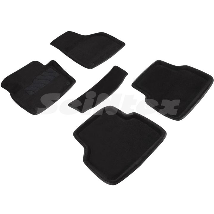 Килимки в салон 3d для Volkswagen Tiguan '07-16, чорні текстильні, (Seintex)
