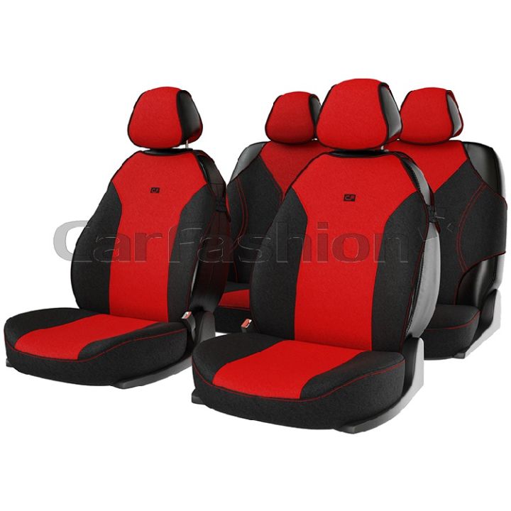 Комплект майки чехлы на сиденья "BINGO", красный/черный/красный (CarFashion)