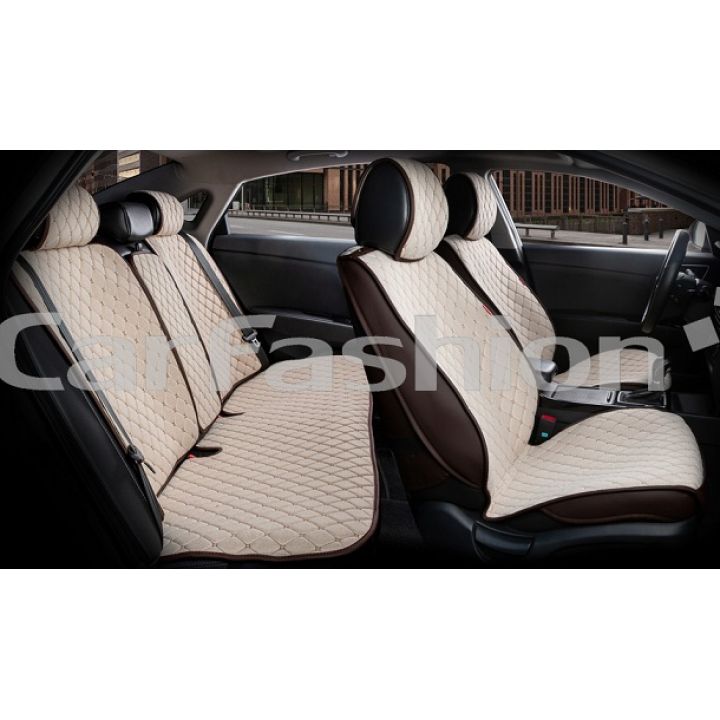 Каркасні накидки на сидіння комплект Crown, бежевий / кава / кава, (CarFashion)