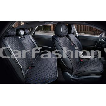 Каркасні накидки на сидіння комплект Crown, чорний / чорний / синій, (CarFashion)