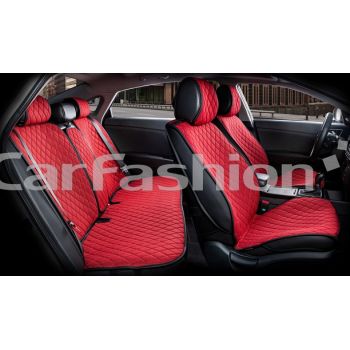 Каркасные накидки на сиденья комплект Crown, красный / черный / красный, (CarFashion)