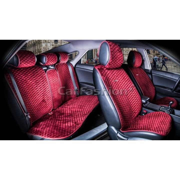 Накидки на сидіння City plus бордовий / бордовий CarFashion