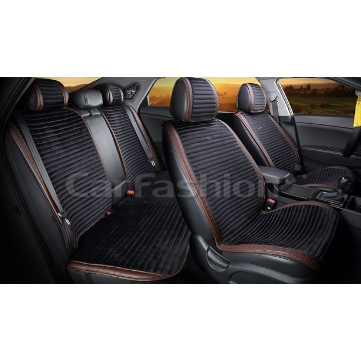 Накидки на сидіння Monaco plus коричневий / чорний CarFashion