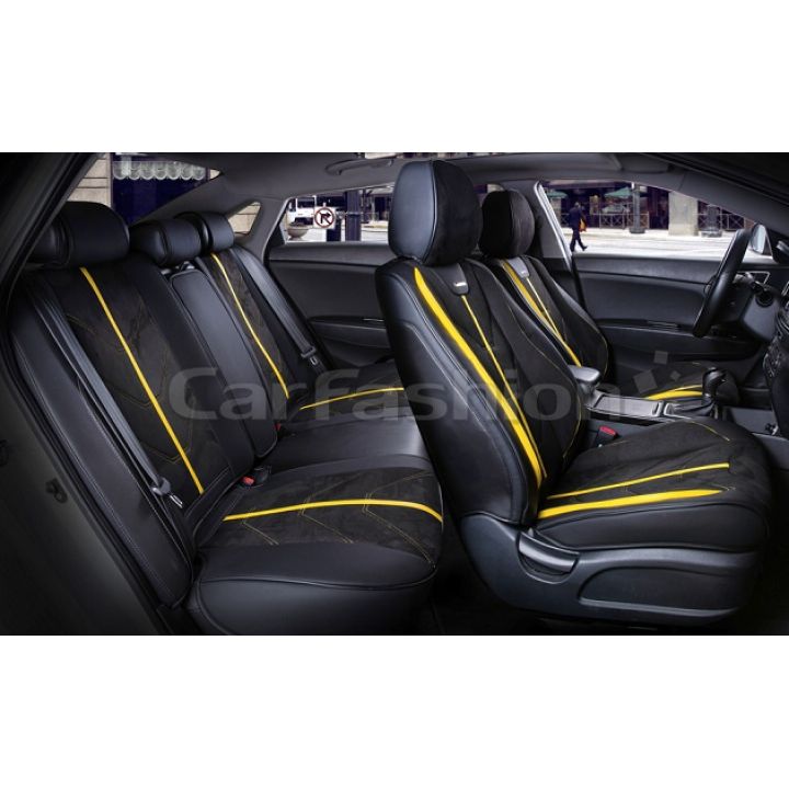 Универсальные чехлы на сиденья Start plus, черный / черный / желтый (CarFashion)