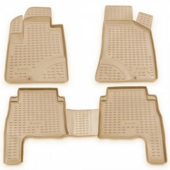Килимки в салон для Hyundai Santa Fe '06-10 CM бежеві, поліуретанові Element-Novline