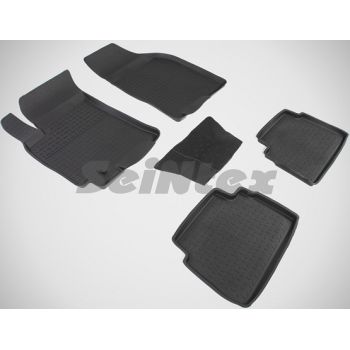 Коврики в салон для Chevrolet Lacetti '03-12 резиновые, черные (Seintex)