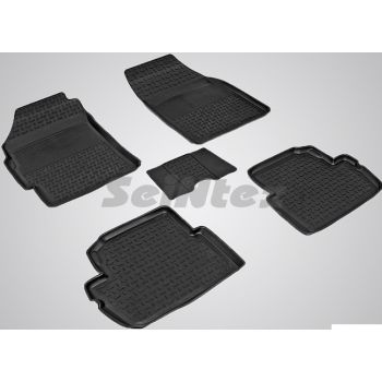 Коврики в салон для Chevrolet Spark '11- резиновые, черные (Seintex)