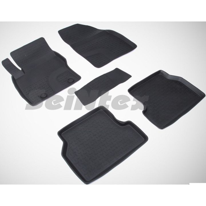 Коврики в салон для Ford Focus 2 '04-11 резиновые, черные (Seintex)
