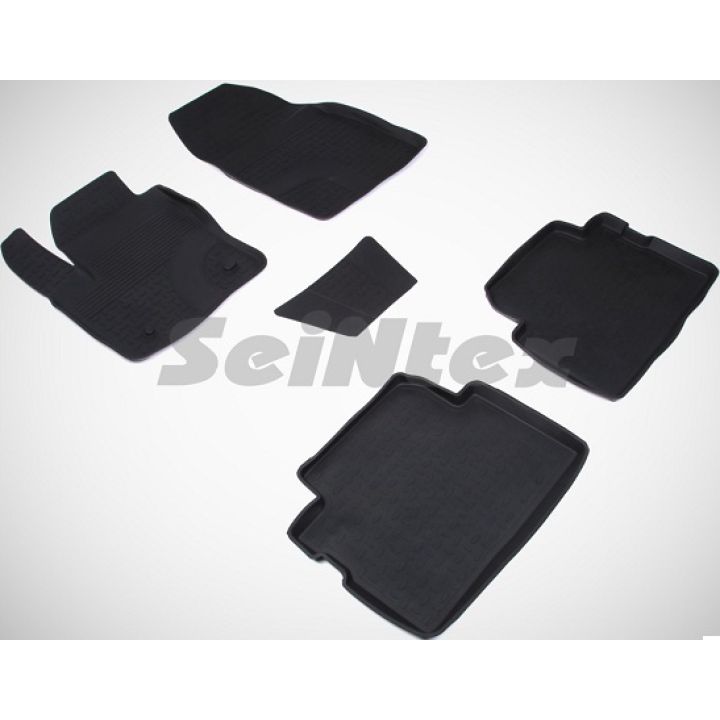 Коврики в салон для Ford Kuga '08-13 резиновые, черные (Seintex)