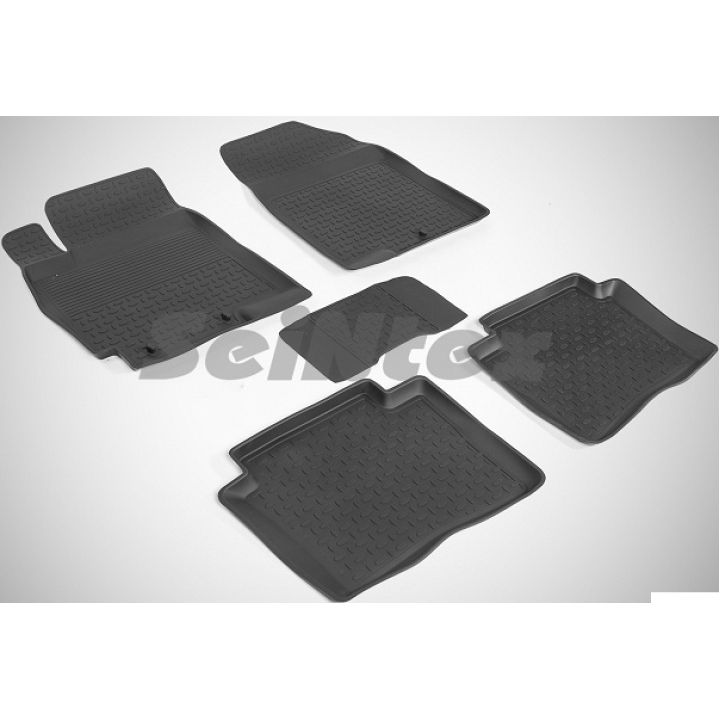 Коврики в салон для Hyundai Accent (Solaris) '11-17 резиновые, черные (Seintex)