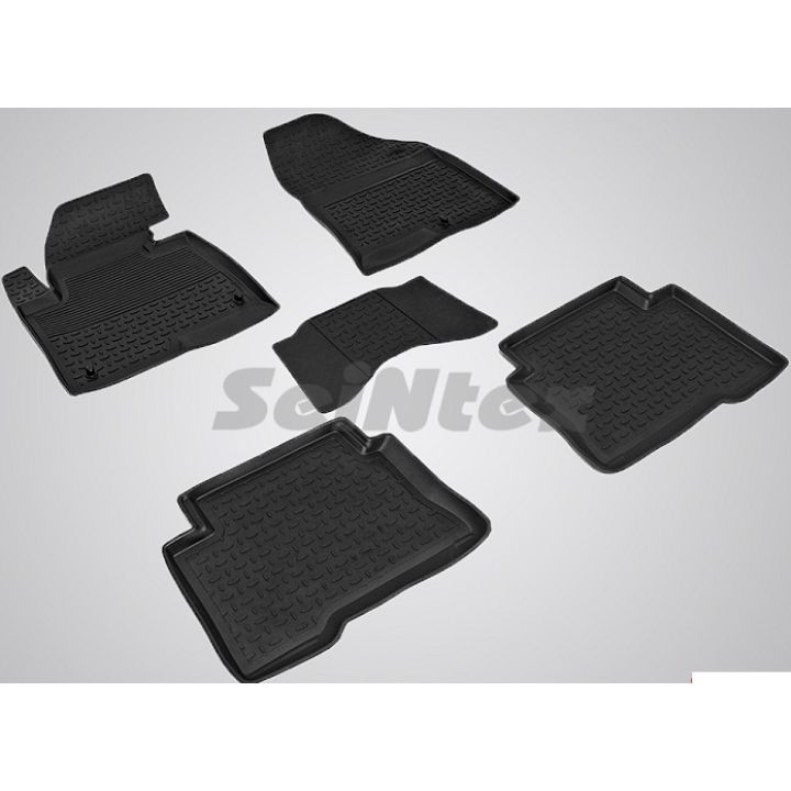 Коврики в салон для Hyundai Santa Fe '13-17 DM резиновые, черные (Seintex)