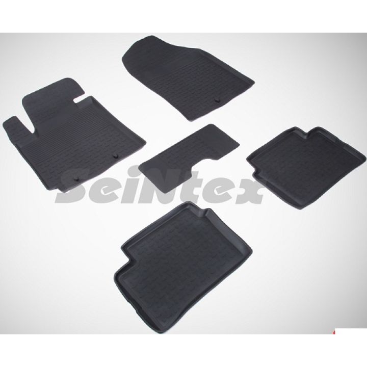 Коврики в салон для Kia Picanto '11-17 резиновые, черные (Seintex)