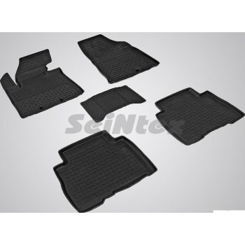 Коврики в салон для Kia Sorento 2013 - 2015 резиновые, черные (Seintex)