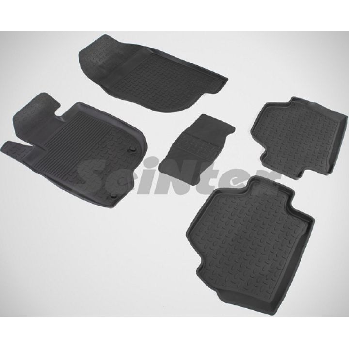 Коврики в салон для Mitsubishi Pajero Sport '08-16 резиновые, черные (Seintex)