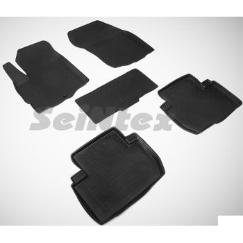 Коврики в салон для Peugeot 4007 '07-12 резиновые, черные (Seintex)