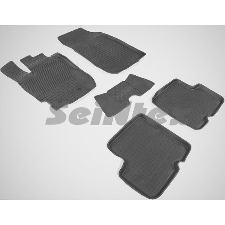 Коврики в салон для Renault Duster '15-18 резиновые, черные (Seintex)