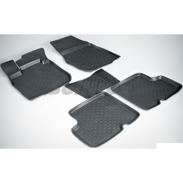 Коврики в салон для Renault Logan '04-12 резиновые, черные (Seintex)