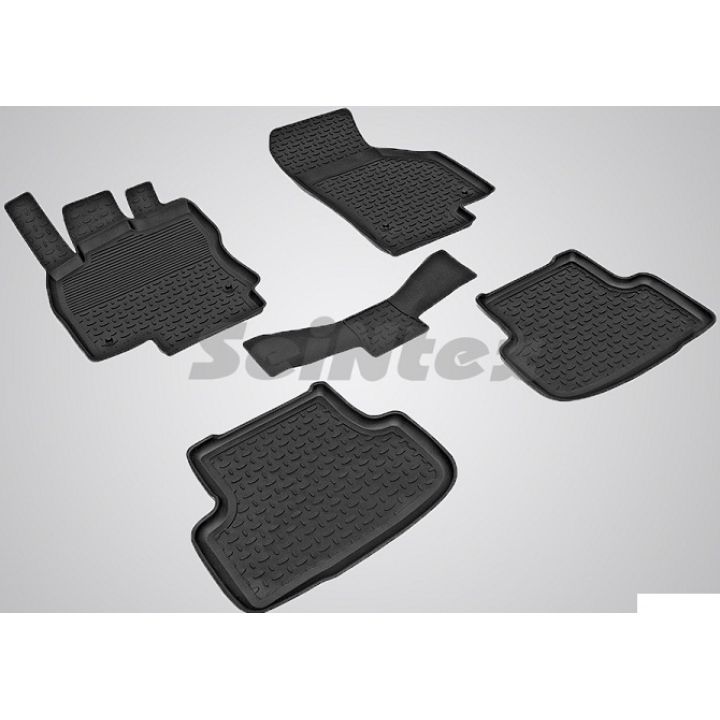 Коврики в салон для Skoda Octavia A7 '13- резиновые, черные (Seintex)