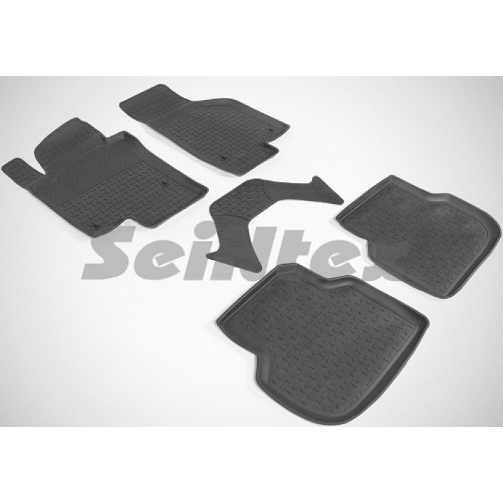 Коврики в салон для Volkswagen Jetta 6 '10- резиновые, черные (Seintex)